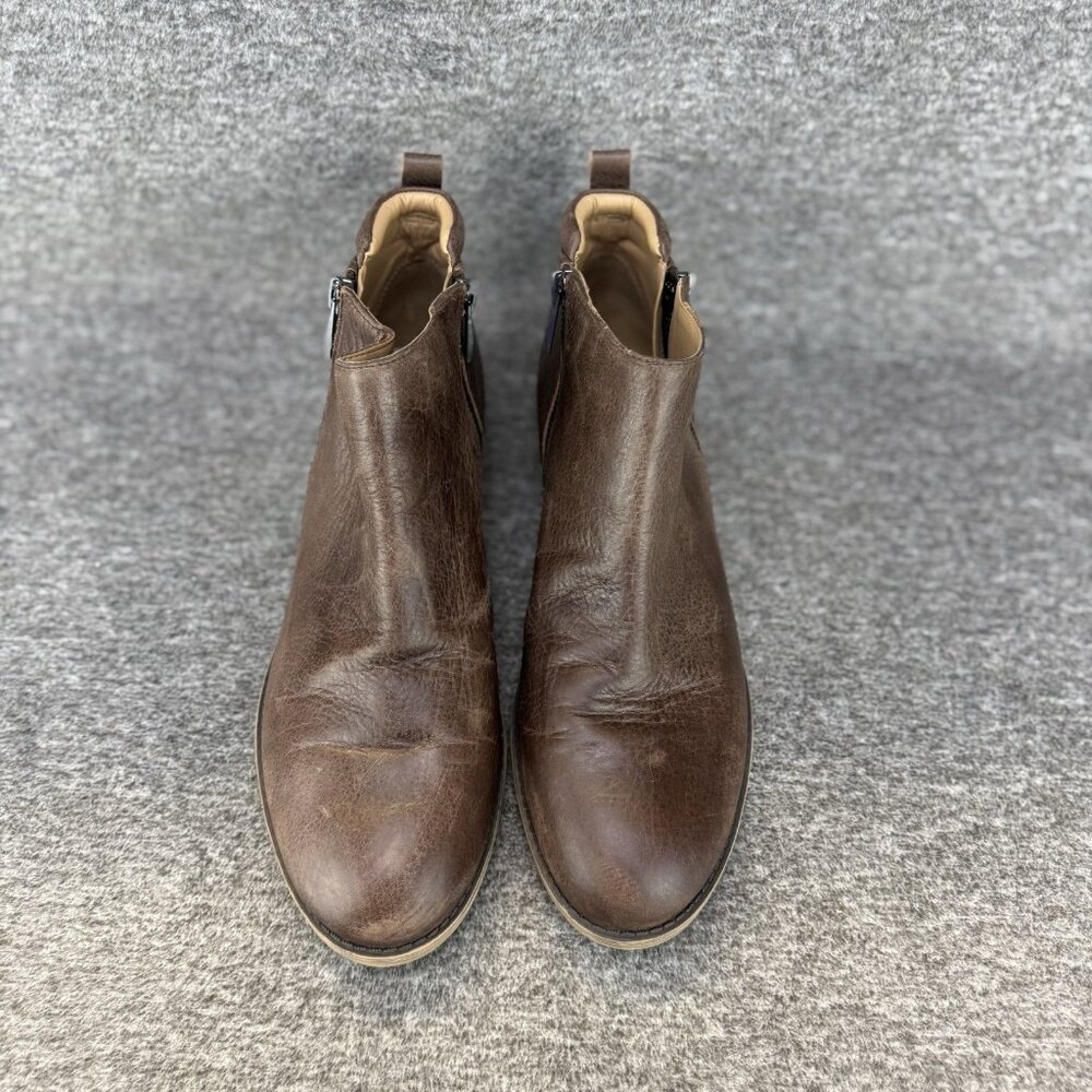 ✅Franco Sarto Boot Women's 9.5Keegan Brown Leather Double Side Zip Ankle Booties - Picture 6 of 10